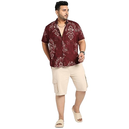 Image of Instafab Plus Men's Shirt for Casual Wear | Spread Collar | Short Sleeve | Button Closure | Plus-Size Fit | Cotton Shirt Crafted with Comfort Fit for Everyday Wear