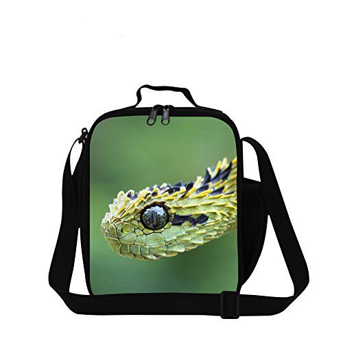 Dispalang Snake Printed Small Lunch Box Bag for Children School Cooler Bags