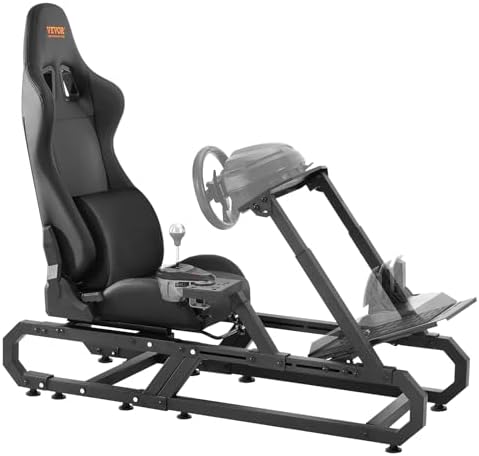 VEVOR Gaming Racing Wheel Stand, Compatible with Logitech G923/G920/G29 & Thrustmaster T248P, Heavy-Duty Adjustable Steering Wheel Stand Cockpit, 330 lbs Capacity, Compact for Sim Racing | Heavy-Duty Adjustable Steering Cockpit, 330 lbs Capacity, Compact for Sim Racing, Premium Carbon Steel