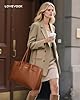 LOVEVOOK Handtasche Damen Groß, 15,6 Zoll Laptoptasche Arbeitstasche Tote Bag Elegant, Wasserdicht Leder Schultertasche Uni Shopper Tasche Lehrertasche für Business Schule Büro, Braun #1