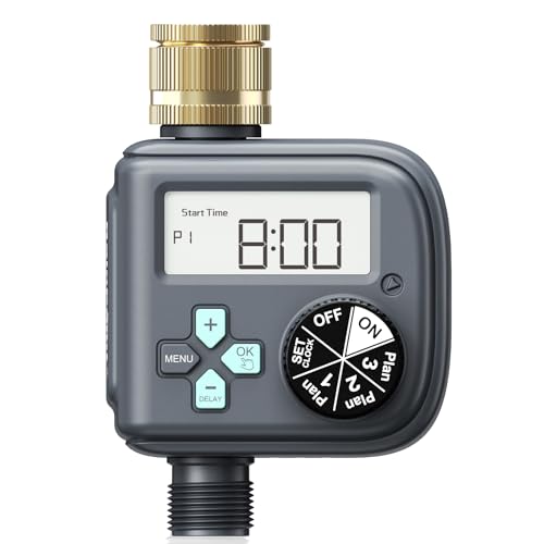 RAINPOINT Water Timer with Brass Inlet, IP54 Waterproof, 3 Programs