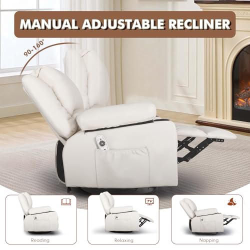 Sillón reclinable giratorio blanco piel sintética miniatura 6
