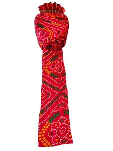 Image of BookMyCostume Traditional Rajasthani Safa & Barati Pagdi Collection - Pre-Stitched Ethnic Turbans, Bandhani /Leheriya Headwear For Weddings, Cultural Folk Dance & Festival Pagdi for Adults
