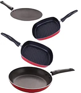 Nirlon nonstick Aluminium Utensils Set of 4 Pieces for Kitchen (2.6mm_CT11_GP(22.5)_GP(24)_TP24)