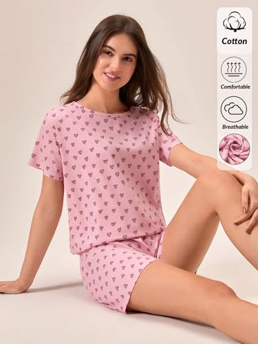 Image of Korean Night Dress || Shorts Set ||Korean Nightsuit || Women Nightwear ||Round Neck Half Sleeve Nightsuit || Loungewear || Everyday Nightdress