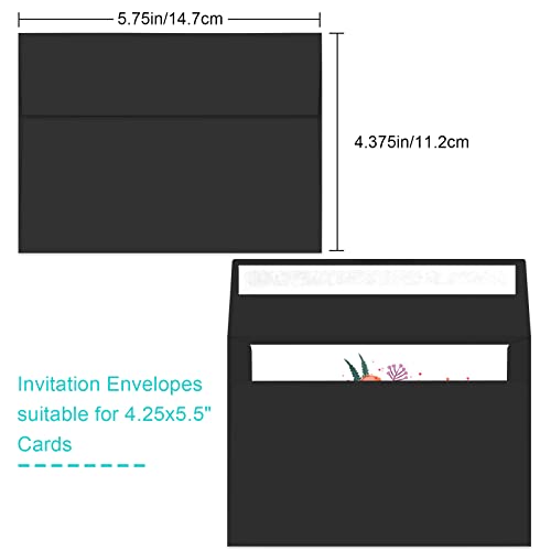 Image of 70 Packs of Invitation Envelopes, A2 Envelopes Black, Postcard Envelopes for 4.5x5.5 Cards, Envelopes for Invitations, Self Seal for Photos RSVP, Greeting Cards