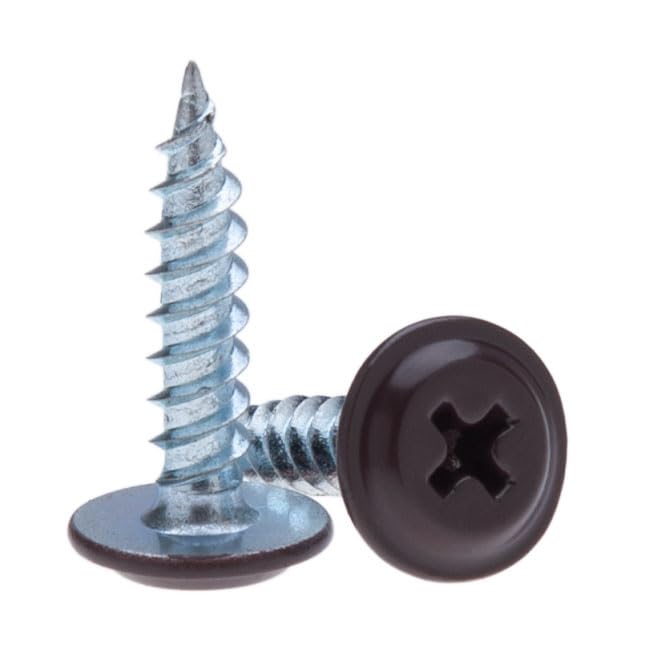 4.2mm x 19mm Self Tapping Phillips Screws for Sheet metal to Wood, Powder-Coated Chocolate Brown (RAL 8017), Fine Thread, Sharp Tip, Wafer Head Screw, Galvanized, Indoor & Outdoor Use, 250 pcs - Image 2