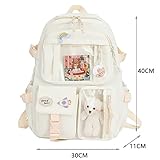 DKIIL NOIYB Kawaii Backpack With Kawaii Pin And Accessories, Large Capacity Cute Bear Accessories Backpack For School Multi Pocket Kawaii Handbag Japanese School Bag For Teen Girls 40 * 30 * 11cm - Image 7