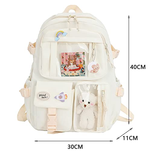 DKIIL NOIYB Kawaii Backpack With Kawaii Pin And Accessories, Large Capacity Cute Bear Accessories Backpack For School Multi Pocket Kawaii Handbag Japanese School Bag For Teen Girls 40 * 30 * 11cm - Image 6