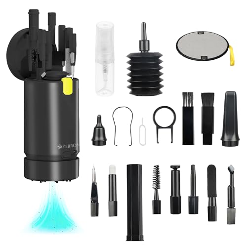 ZEBRONICS CK500 21-in-1 Multipurpose Cleaner kit, Vacuum Cleaner, for Smartphones, Tablets, Cameras, Laptops, Keyboards, Earphones, Refillable Spray Bottle, Type-C Charging (Black)