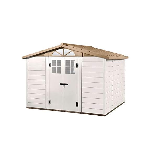 Gardiun KSP38250 Gartenhaus aus Kunstharz, Tuscany EVO 280 Weiß/Beige 309 x 261 x 225 cm