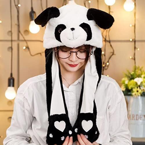 LED Glowing Plush Ear Moving Jumping Hats Funny Bunny Hat Cap for Women Girls Cosplay Party, Free Size