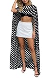 Hedovan Women Chiffon Cape Poncho Sheer Mesh Long Shawl Wrap High-Low Capelet Bridal Wedding Evening Dress Cover Up(Flowy Polka Dot,One Size)