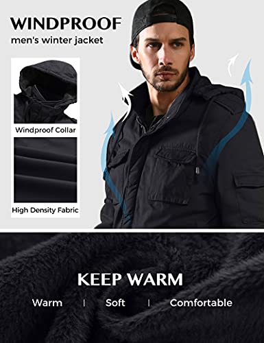 Wenven Men's Military Style Thicken Hooded Jacket, G-Grey, Medium #TOP4