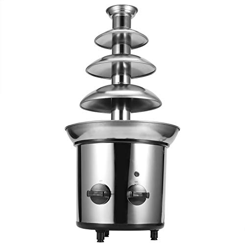 NDNCZDHC 170W Chocolate Fountain Machine Stainless Steel Electric Chocolate Fountain Silver 4 Layer Cheese Fountain 17x9x9in(US Plug 110V)