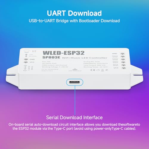 Image of BTF-LIGHTING ESP32 WLED LED Strip Controller SP803E, DIY Dynamic Modes