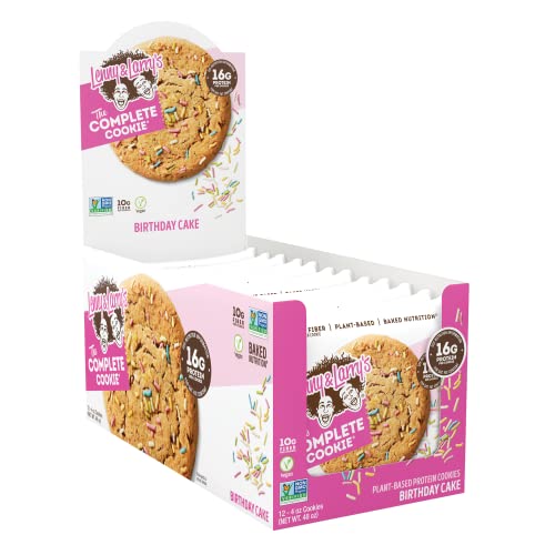 Image of Lenny & Larry's Protein Cookie, Birthday Cake - High Protein Snacks with 16g Plant Protein, 10g Fiber, Soft-Baked, Vegan, Non-GMO | 4oz, Pack of 12