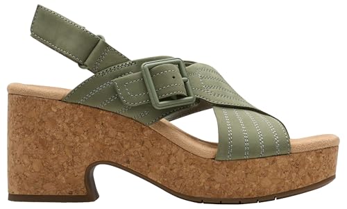 Clarks - Nerisa West, Sandalia De las mujeres, Sage Nubuck,