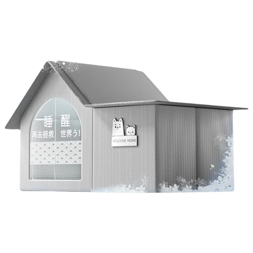 Pet Cooling House, Foldable Cat and Dog House for Outdoor Indoor Cooling with Ice Packs, Durable Indoor Outdoor Dog Houses for Small, Medium, and Large Dogs and Cats (Flat Roof)