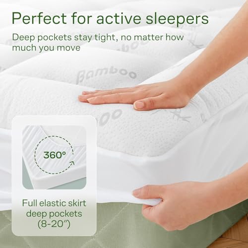 Image of Niagara Ultra Soft Twin Size Mattress Topper - Viscose Made from Bamboo Pillow Top Mattress Pad for Full Back Support - Naturally Cooling for Hot Sleepers, White