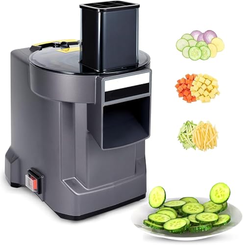3-en-1 Commercial Machine à Couper Légumes Électrique, Machine de Cuisine Inoxydable 100W, Ciseleur en Dés pour Coupé en dés+Tranché+Haché, Coupe...
