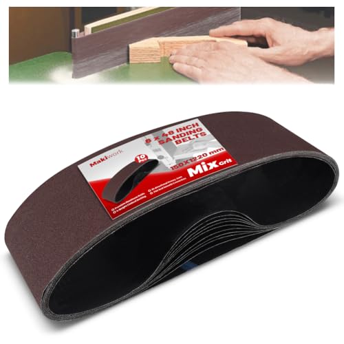 6 x 48 Inch 150 x 1220 mm Sanding Belts Set - 10-Pack with 80/120/150/240/400 Grits Aluminum Oxide Abrasive Belts for Woodworking