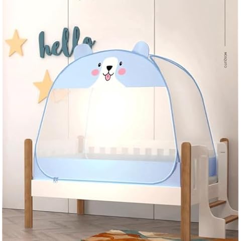 Mengersi Baby Crib Tent,Baby Pop Up Crib Tent to Keep Baby in,Toddler Crib Net Canopy- Mosquito Net (Crib Tent, Blue Style) Cover