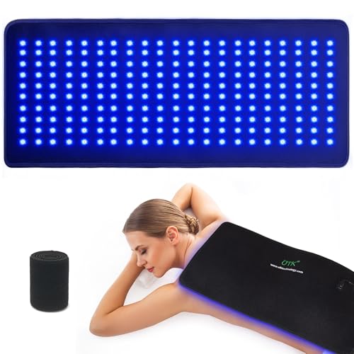 UTK 23" x 12" Large Red & Blue Light Therapy Pad for Body, 470nm 660nm 850nm Near Infrared Light Therapy Wrap for Back Shoulder Knee Muscle Joint, 210 pcs 3 in 1 LEDs, Adjustable Timer & Int