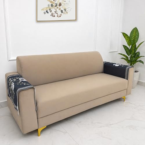 Image of Homerz Premium Waterproof Jasmine Joe Sofa Seat Cover - Floral Printed Sofa Protector | Non-Slip, Washable & Durable Sofa Protector (Grey, 1 Pair Armrest)