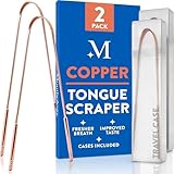 Mouthology Copper Tongue Scraper for Adults (2 Pack), Reduce Bad Breath, Metal Tongue Scraper, Tongue Cleaner, Tongue Scraper, Tongue Scrubber, Tongue Cleaner for Adults, Tongue Scraper Reusable