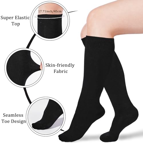Image of Knee High Socks-Stripes Tube Socks-Back to School Cotton Casual Athletic Socks