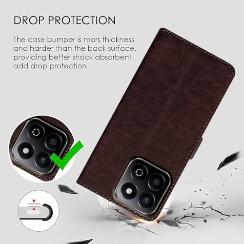 Image of Amazon Brand - Solimo Flip Leather Mobile Cover (Soft & Flexible Back case) for Honor X7c 5G (Coffee)