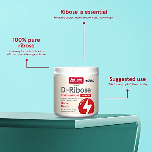 Jarrow Formulas D-Ribose Powder - 200G - Dietary Supplement Supports Muscle Recovery, Energy & Endurance - 100% Pure - Vegan - Non-Gmo - Approx. 90 Servings #TOP4