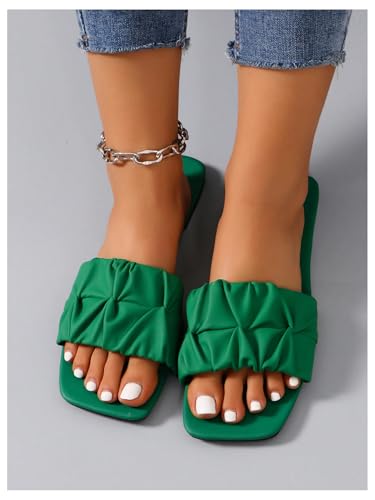 Image of GORGLITTER Women's Summer Cute Flat Sandals Dress Slide Sandals Square Toe Wedding Shoes Vacation Trendy Sandals 2026
