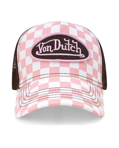 Image of Von Dutch Monogram Trucker Cap - Retro Snapback Cap for Men and Women - Adjustable Snap Fit Panel, Mesh Rear, Curved Bill