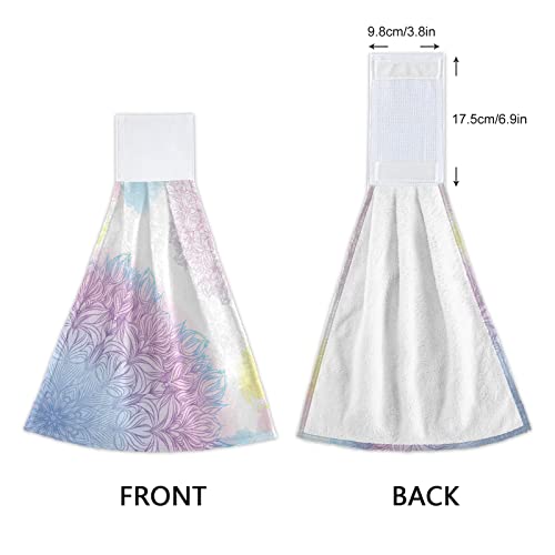 Vnurnrn Hand Towels For Kitchen 2 Pcs Hanging Kitchen Towels Set，Soft Absorbent Tea Bar Dish Cloths Bath Towel For Bathroom Laundry Room (Pink And Blue Mandala) #TOP2