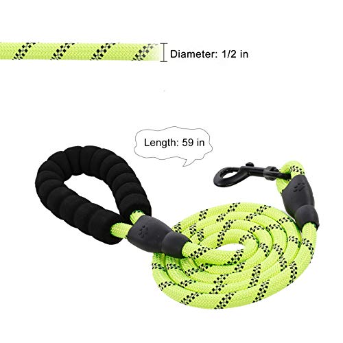 DECDEAL Corda refletiva para cães coleira com alça acolchoada 150 cm para cães pequenos e médios