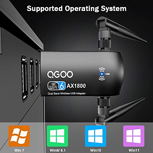 Usb Wifi 6 Wireless Adapter For Pc, Qgoo Ax1800 Usb 3.0 Wifi Dongle Dual Band 5Ghz/2.4Ghz High Gain Dual 5Dbi Antennas 802.11Ax Mu-Mimo Wireless Network Adapter For Desktop Laptop Windows 11/10/7 #TOP7
