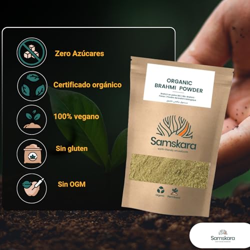 Brahmi en polvo | Samskara tribe | Brahmi Bacopa Monnieri | 100gr x 1 | Mejora la memoria, claridad mental y equilibrio emocional | Ayurvedico y Natural | Cocinar como te o con leche vegetal
