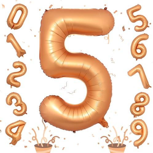 Orange Number 1 Balloon, Large Self Inflating Foil Number Balloons 1 Decor, 40 Inch Helium 1 Number Balloon for Girls Boys 1st Birthday Baby Shower Anniversary Celebration Party Decorations Supplies