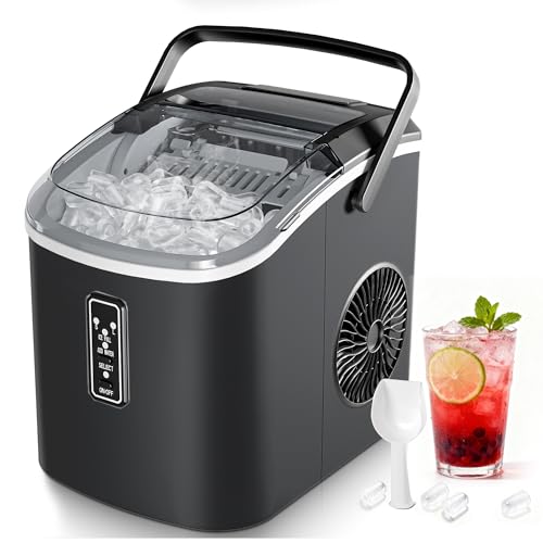 EUHOMY Eiswürfelmaschine zu Hause: 9 Würfel in 6 Minuten, selbstreinigende Eismaschine, 12 kg/24 Stunden, 2 Eisgrößen, m...