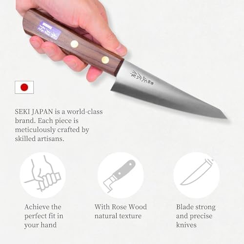 Seki Japan Masahiro Japanese Professional Boning Knife Honesuki KnifeTraiangle Type, 150 mm (5.9 inch), Japanese Carbon Steel Kitchen Cutlery, Chef Knives with Rose Wood Handle - Thumbnail 5
