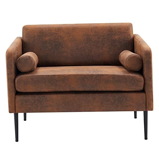 VINGLI Oversized Deep Seated Chair, Overstuffed Chair and A Half Mid Century Club Sitting Armchair Upholstered Extra Large Modern Sofa Lounger Accent Chairs for Living Room/Bedrrom, Microfiber Rustic