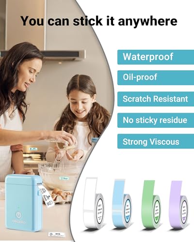 Image of ORGBRO Label Maker, Bluetooth Label Maker Machine with Tape, X1-Blue | Thermal Label Printer for Home, Office, School Organization, Fits Pre-Cut & Continuous Labeler, Sticker Maker, Blue