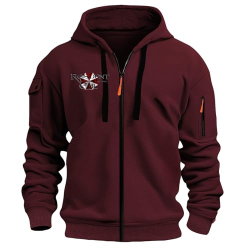 WZYRZ Herren-Kapuzenpullover für Resident/Evil/Umbrella Reißverschluss-Sweatshirt Kapuzenjacke warm dick für den Winter Pullover Hoodies für Teenager und Erwachsene G-m