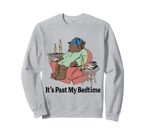 Its Past My Bedtime Sleepy Bear Taking A Nap Next To Books Sweatshirt