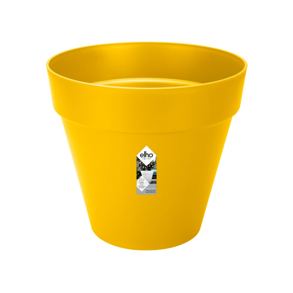 elho Loft Urban Round 50 - Large Plant Pot Outdoor - 100% Recycled Plastic - Ø 48.5 x H 44.5 cm - Yellow/Ochre — image 1