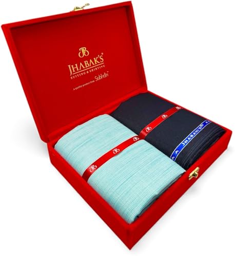 Image of JHABAK'S Unstitched Cotton Blend Solid Shirt & Trouser Fabric - 2.25 m Shirt Cloth - 1.20 m Pant Piece