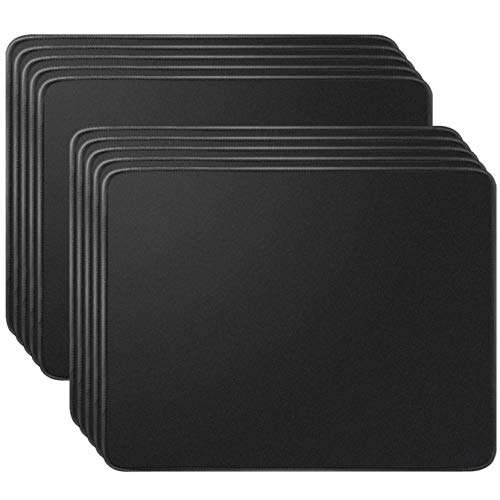 MROCO Mouse Pads Pack with Non-Slip Rubber Base, Premium-Textured and Waterproof Mousepads Bulk with Stitched Edges, Mouse Pad for Computers, Laptop, Office & Home, 11x8.5 inches, 3mm, 10 Pack, Black