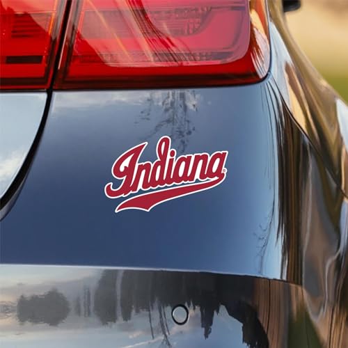 Image of Indiana University IU Hoosiers Script Indiana Crimson Red Weatherproof Vinyl Sticker Car Decal from Nudge Printing